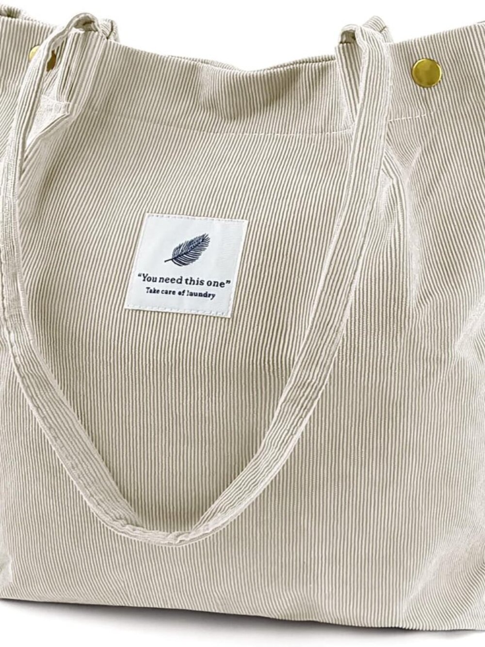 Corduroy Tote Bag for Women Canvas Shoulder Cord Purse with Inner Pocket